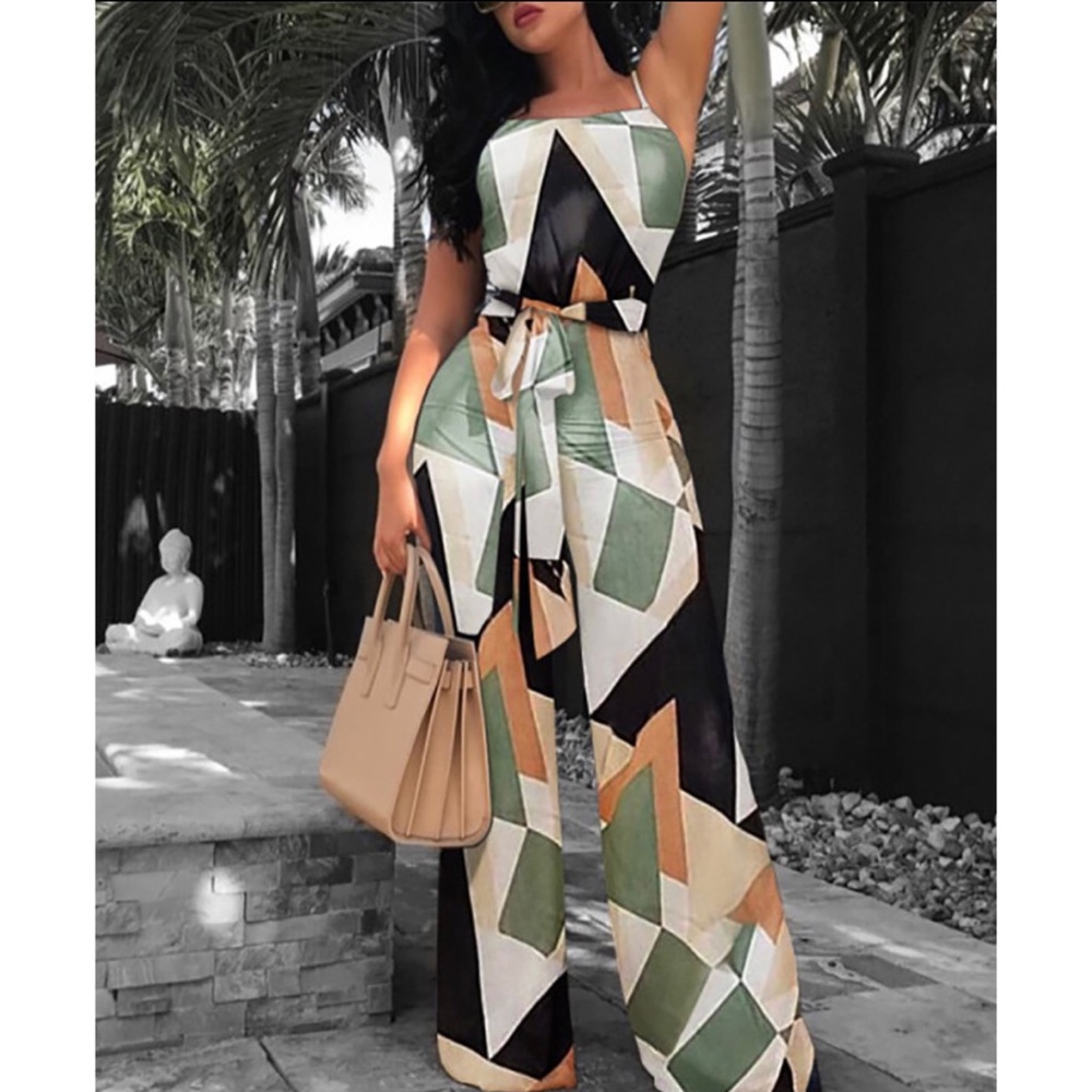 ‼️NEW‼️ Abstract Print Colorblock Jumpsuit